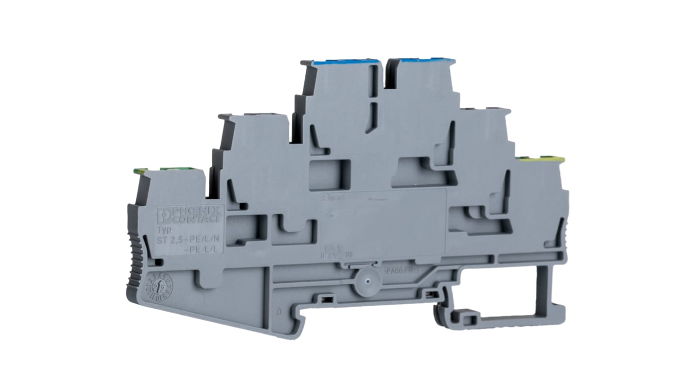 Morsettiera per guida DIN Phoenix Contact, Grigio, livello Triplo, 28A