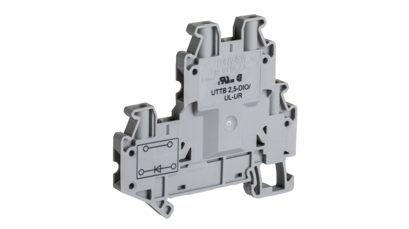 Phoenix Contact 3046728 UTTB 2.5-DIO/UL-UR Series Grey, Double-Level, Screw Termination