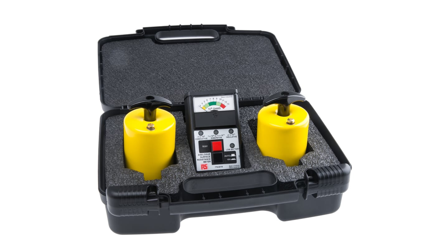 Medidor de electricidad estática RS PRO, para Superficie, con display Analógico, cumple la norma EN 61340-5-1
