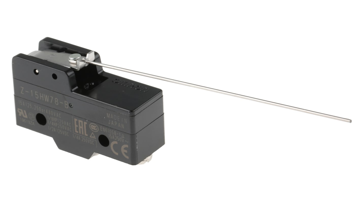 Omron Z Series Lever Limit Switch, NO/NC, IP00, SPDT, Thermosetting Resin Housing, 250V ac Max, 15A Max