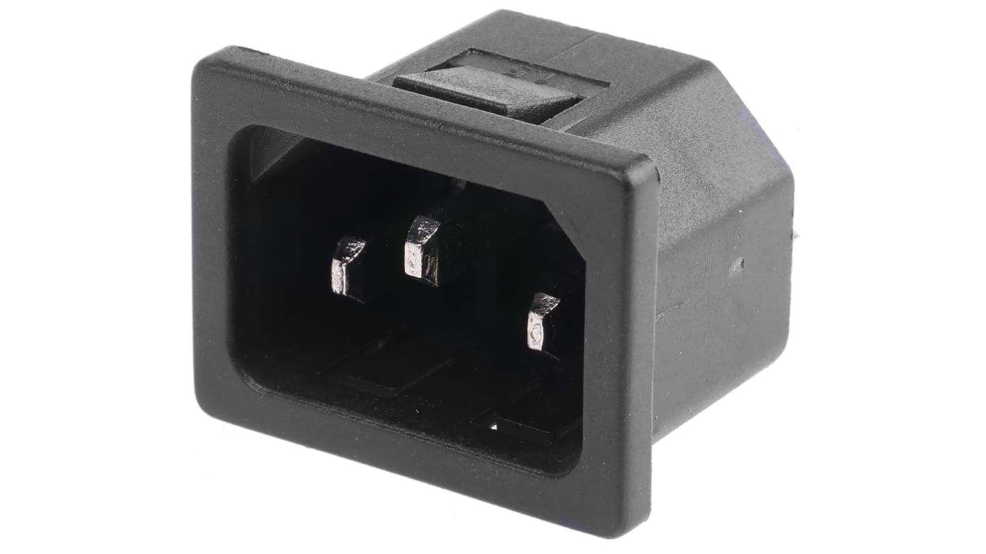 RS PRO C14 Snap-In IEC Connector Male, 10A, 250 V