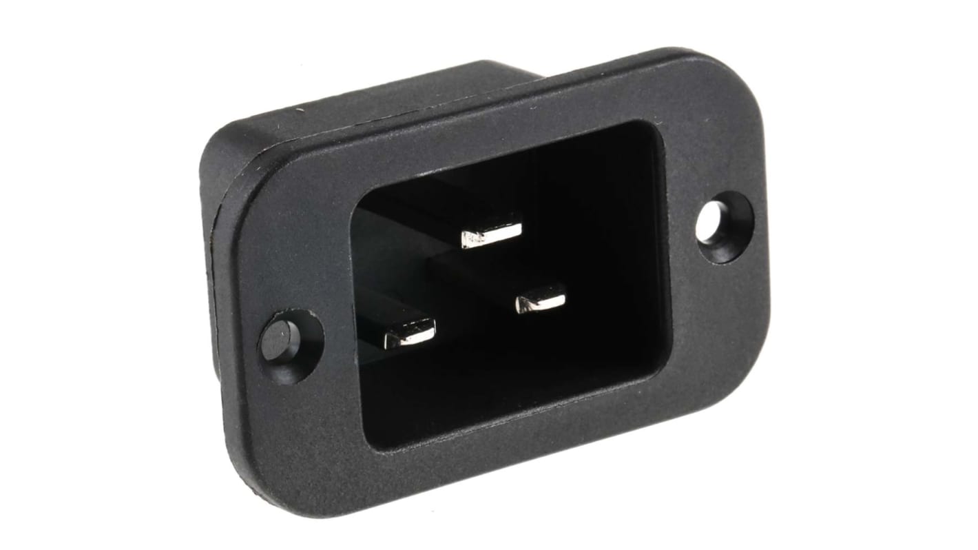 Conector IEC C20 macho RS PRO, Recto, Montaje en Panel, 250 V, 20A, , con interruptor