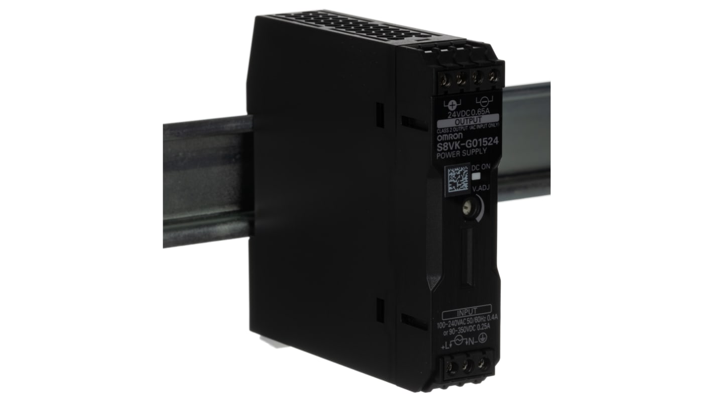 Omron S8VK-G Switched Mode DIN Rail Power Supply, 100 → 240 V ac / 90 → 350V dc ac, dc Input, 24V dc dc