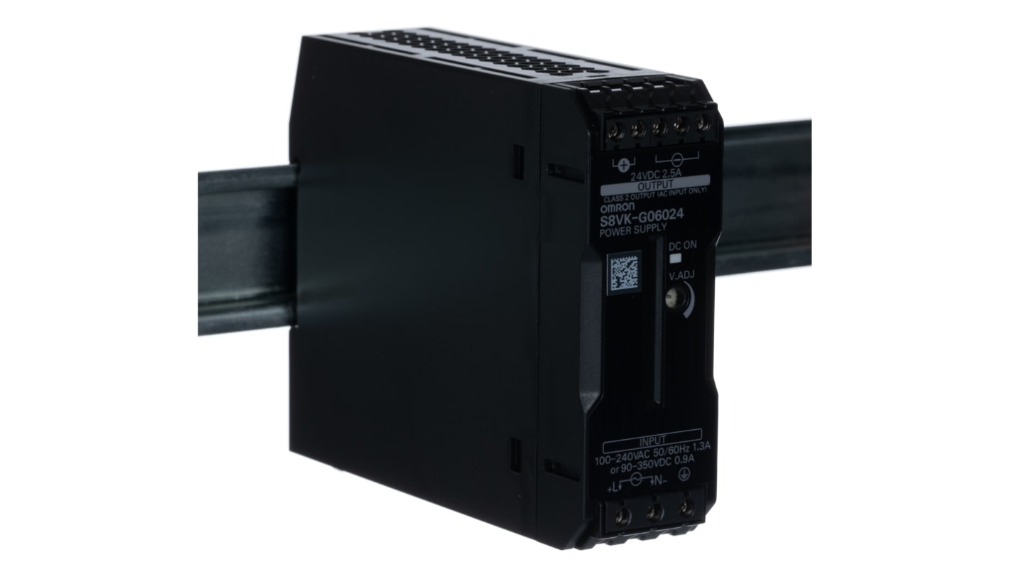 Omron S8VK-G DIN-Schienen Netzteil Getaktet 24V dc / 2.5A 60W 100 → 240 V ac / 90 → 350V dc