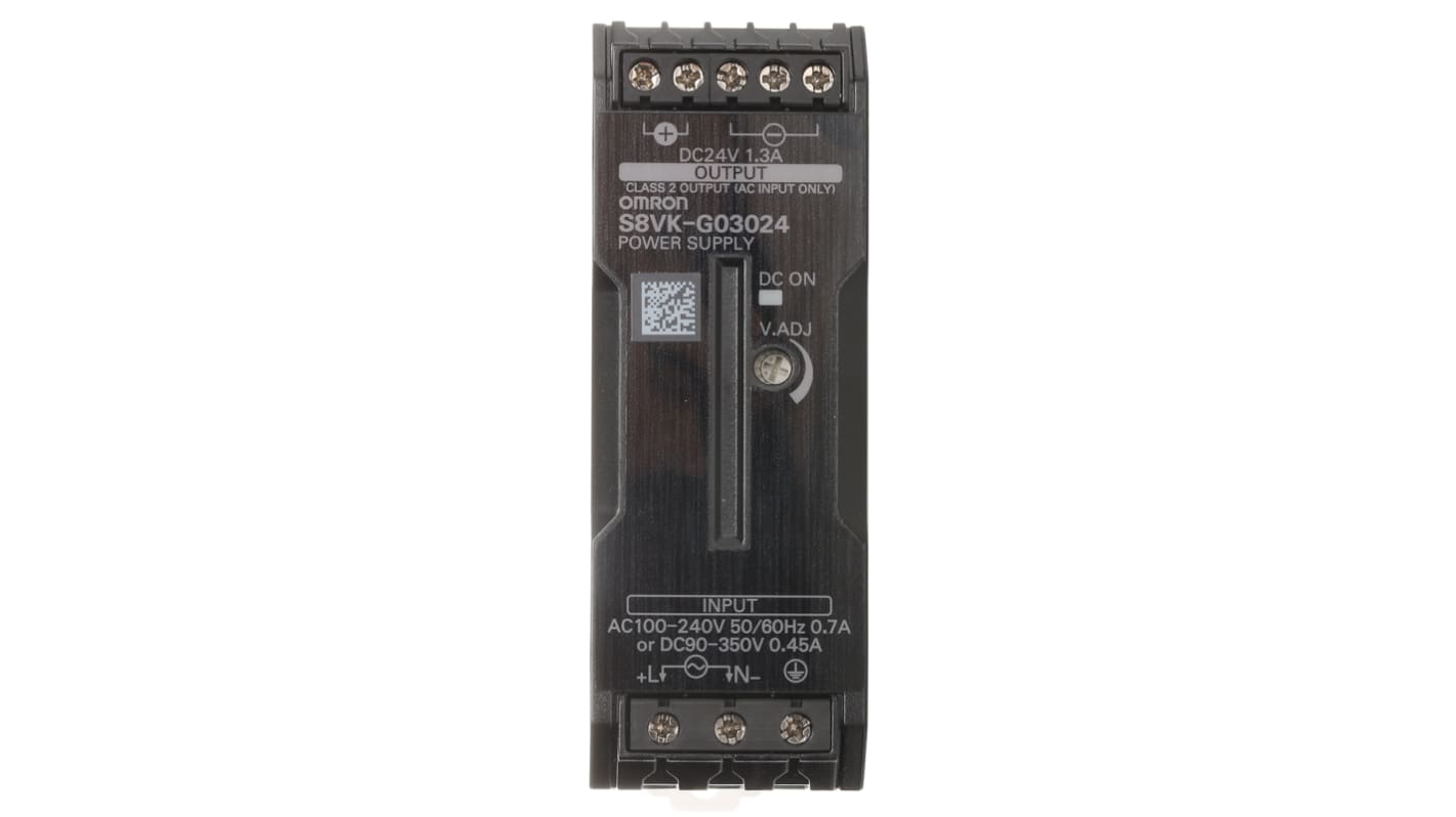 Omron DIN-sín tápellátás, 1 kimenet, 24V dc, 1.3A, BE: 100 → 240 V ac / 90 → 350V dc, 30W