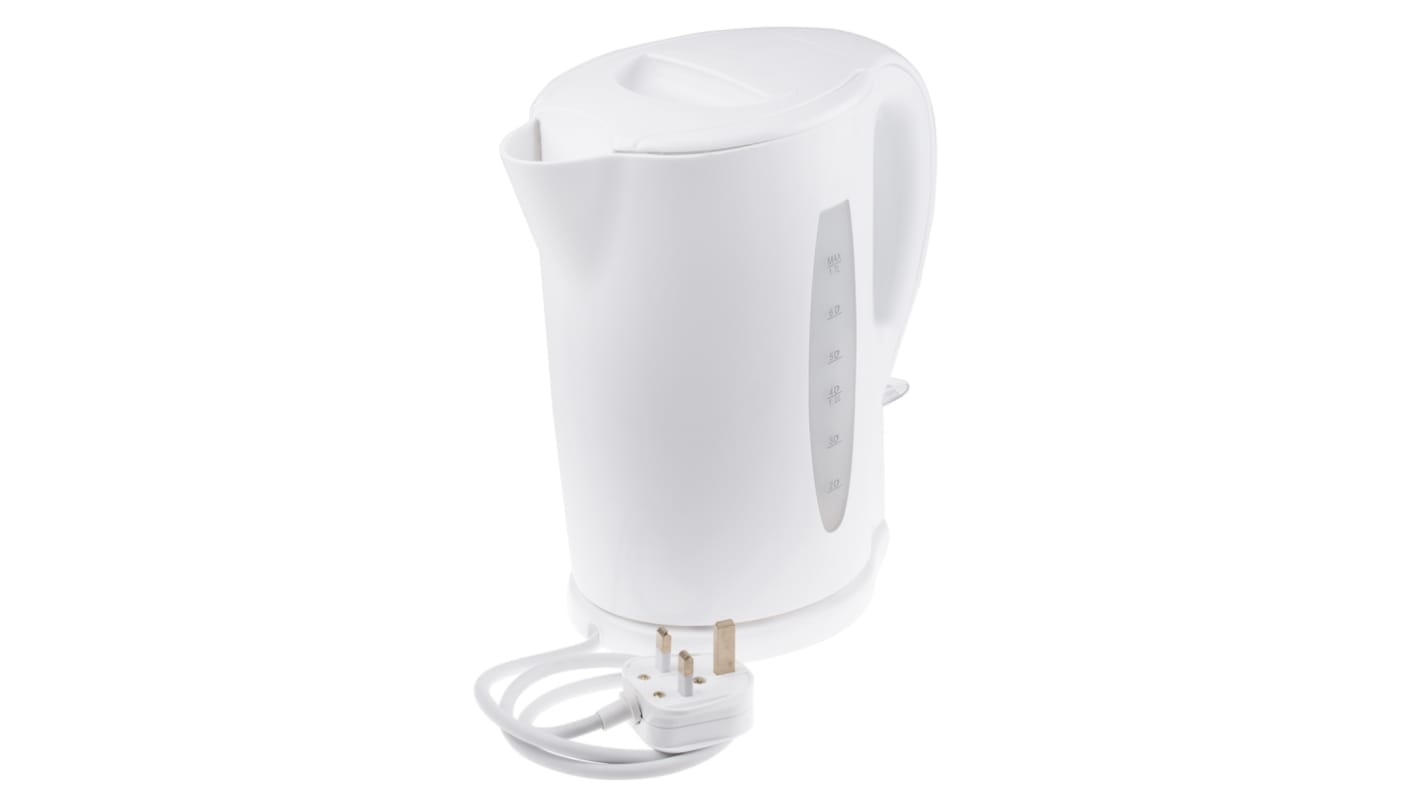 RS PRO 1.7L 2200W Kettle, White