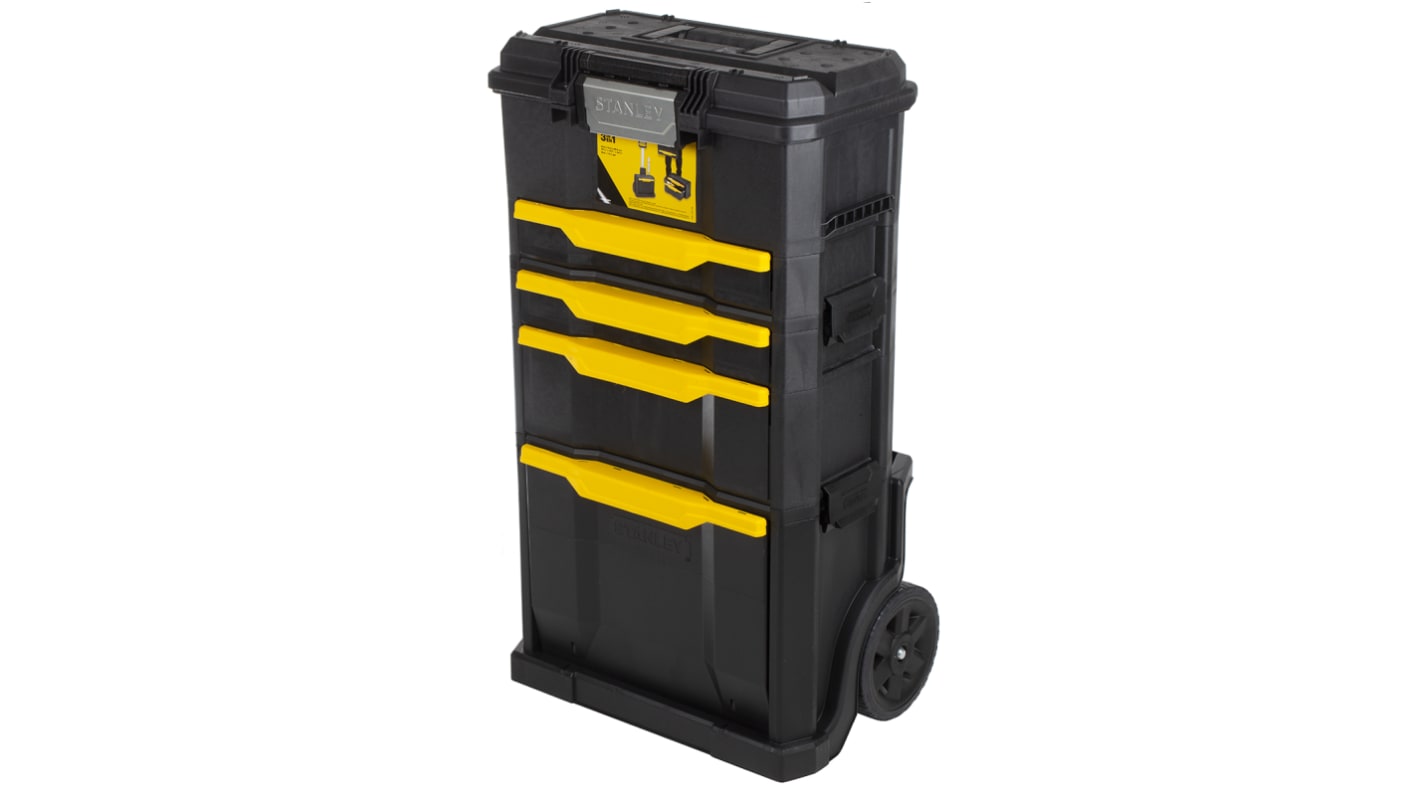 Stanley 带轮, 3个抽屉, 铝、塑料制, 负载35kg, 866mm长 x 488mm宽 x 865mm高, 11.1kg重