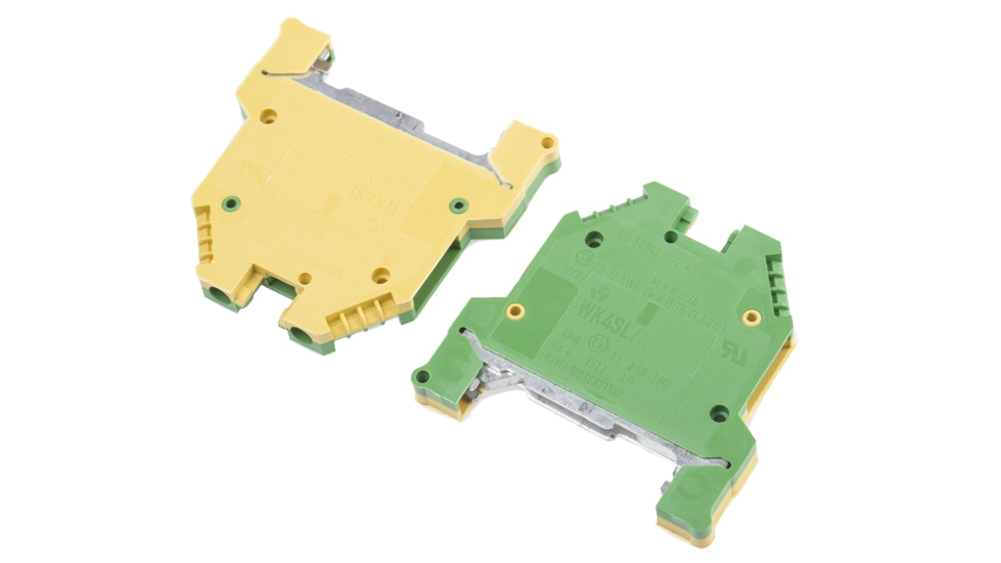 Wieland 单层直通式接线端子, 800 V, 螺钉端接, 绿色/黄色, WK系列
