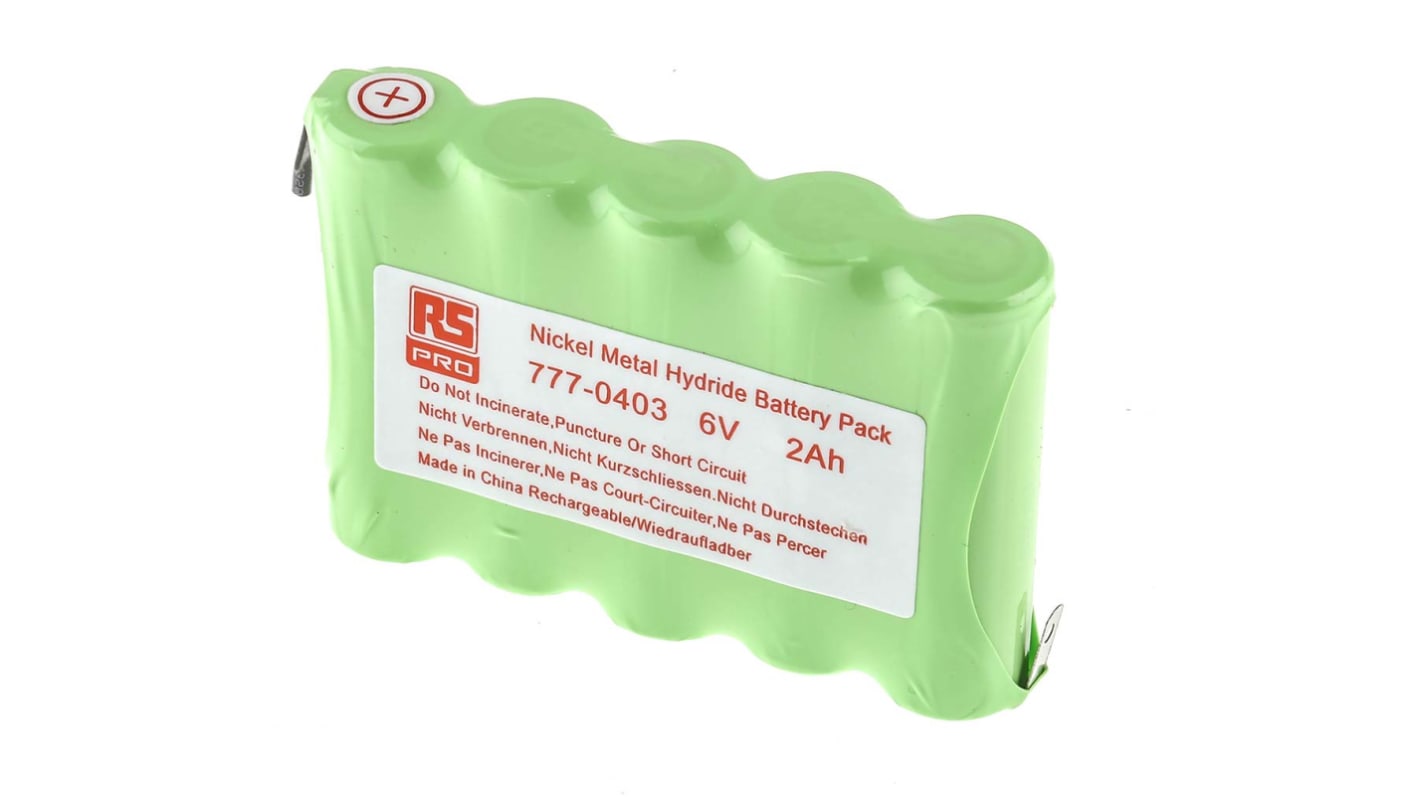 RS PRO 充電式電池パック, ニッケル水素電池, 公称電圧6V, 容量2Ah