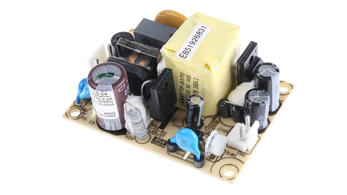 Alimentatore switching MEAN WELL EPS-15-24, 15W, ingresso 120 → 370 V dc, 85 → 264 V ac, uscita 24V cc,