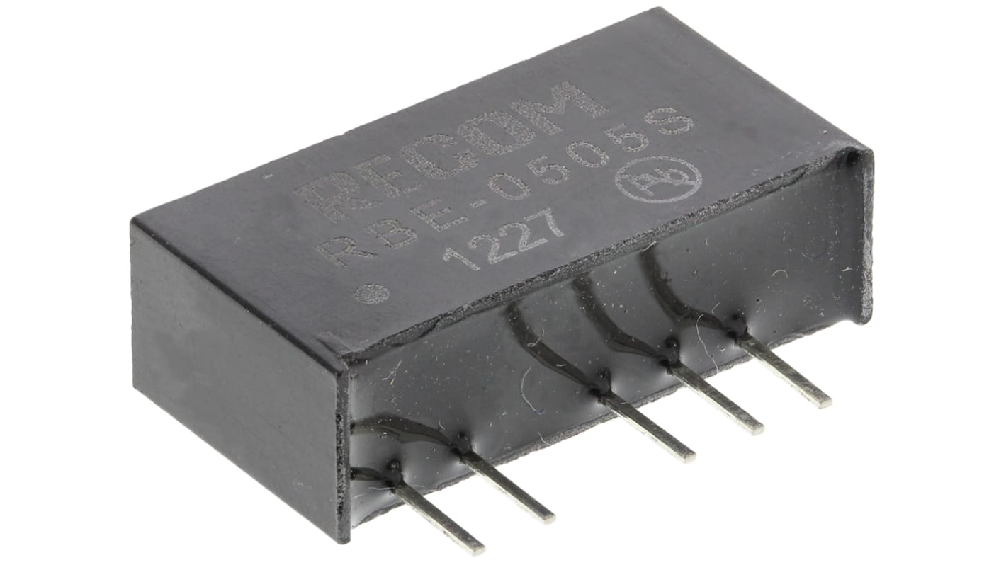 Recom RBE DC-DC Converter, 5V dc/ 200mA Output, 4.5 → 5.5 V dc Input, 1W, Through Hole, +85°C Max Temp -40°C Min