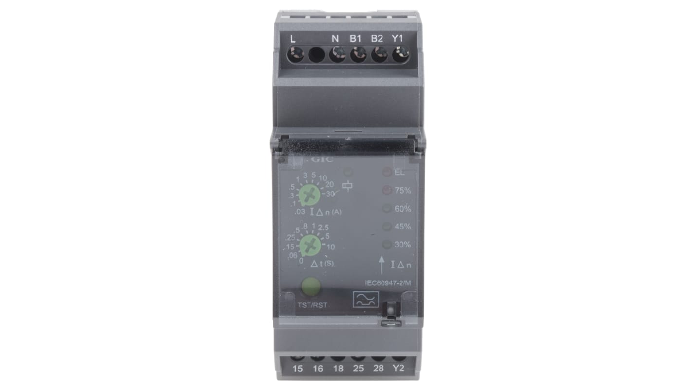 GIC 2P 1.5 A, 2 A, 3 A, 100 mA, 220 mA Time Delay RCD, Trip Sensitivity 30mA