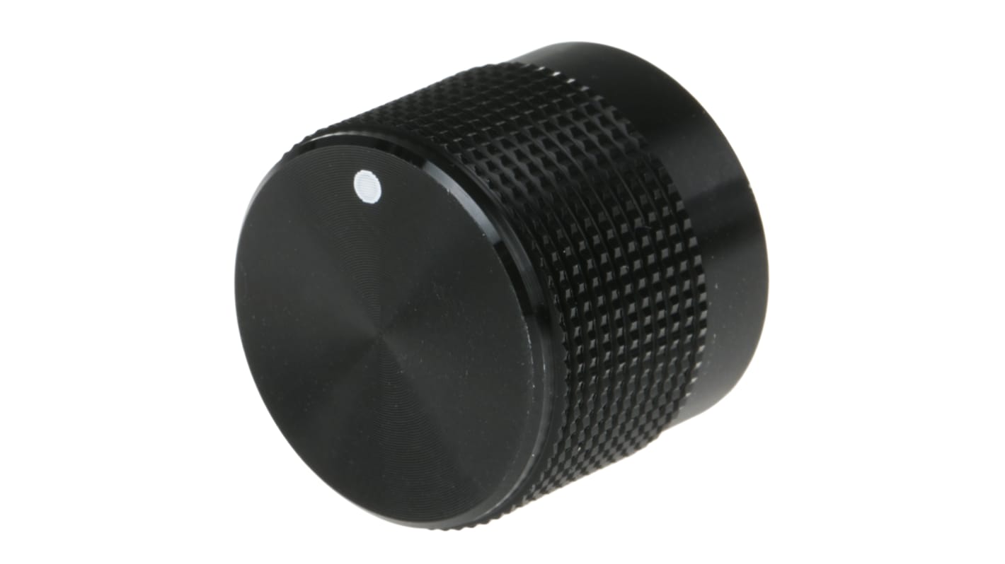 RS PRO 20mm Black Potentiometer Knob for 6mm Shaft Splined