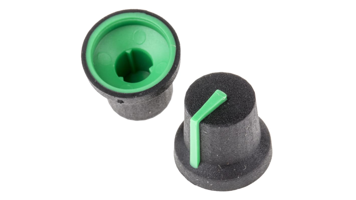 RS PRO 16.8mm Black Potentiometer Knob for 6mm Shaft Splined