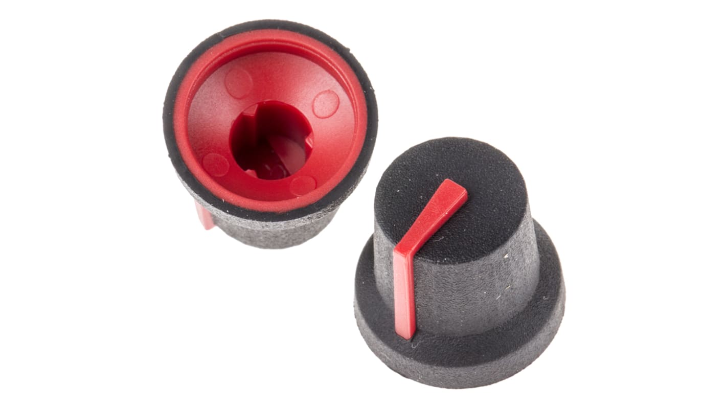 RS PRO 16.8mm Black Potentiometer Knob for 6mm Shaft Splined