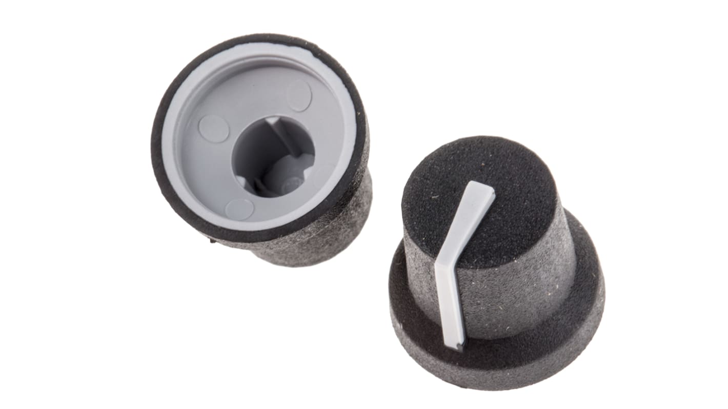 RS PRO 16.8mm Black Potentiometer Knob for 6mm Shaft Splined