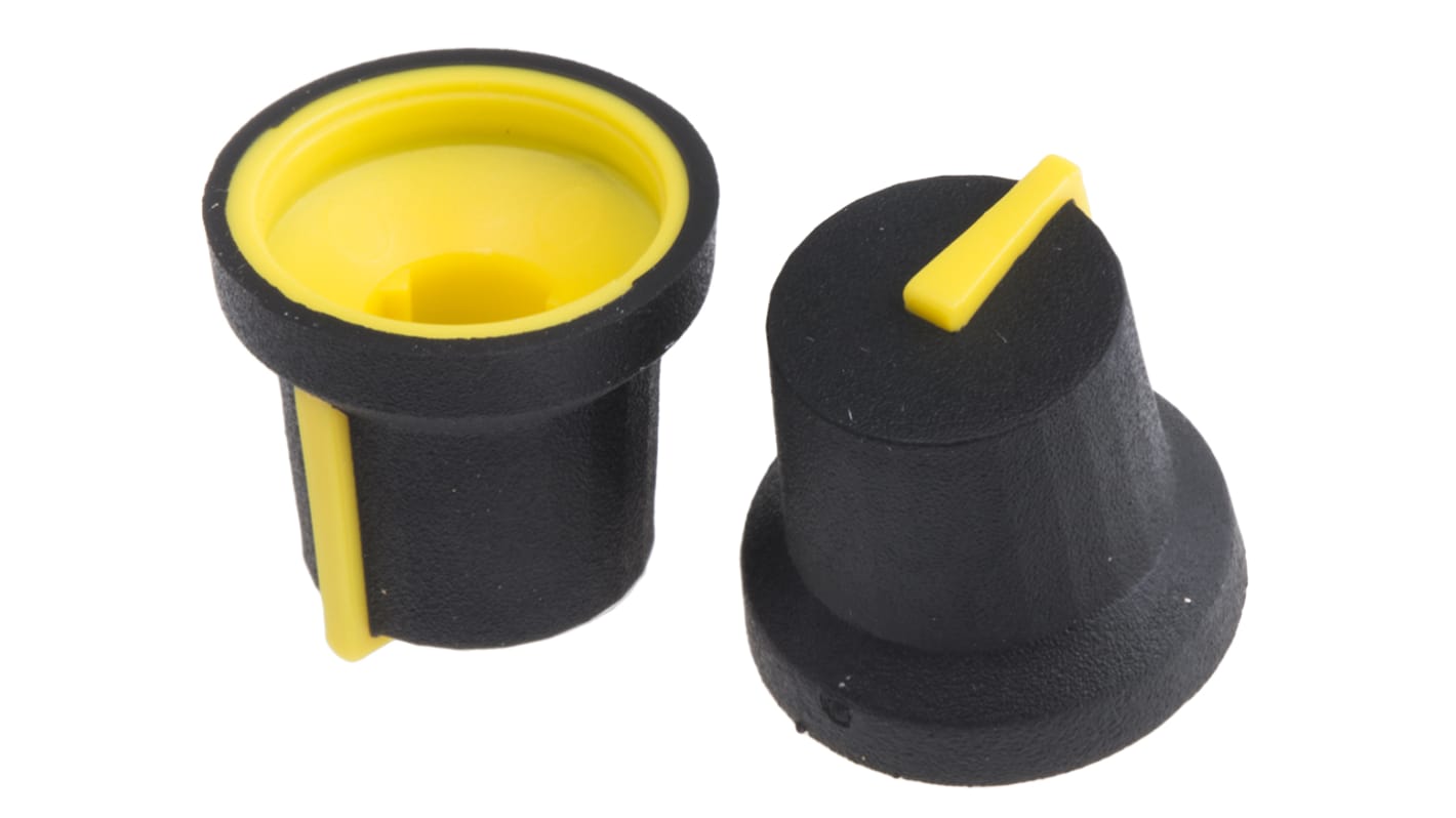 Manopola per potenziometro RS PRO, Ø 16.8mm, albero da 6mm (Tipo scanalato), col. Nero