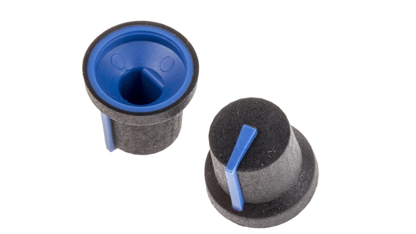 RS PRO 推入式电位器旋钮, 6mm轴, D 形轴, Φ16.8mmx14.5mm高旋钮, 黑色