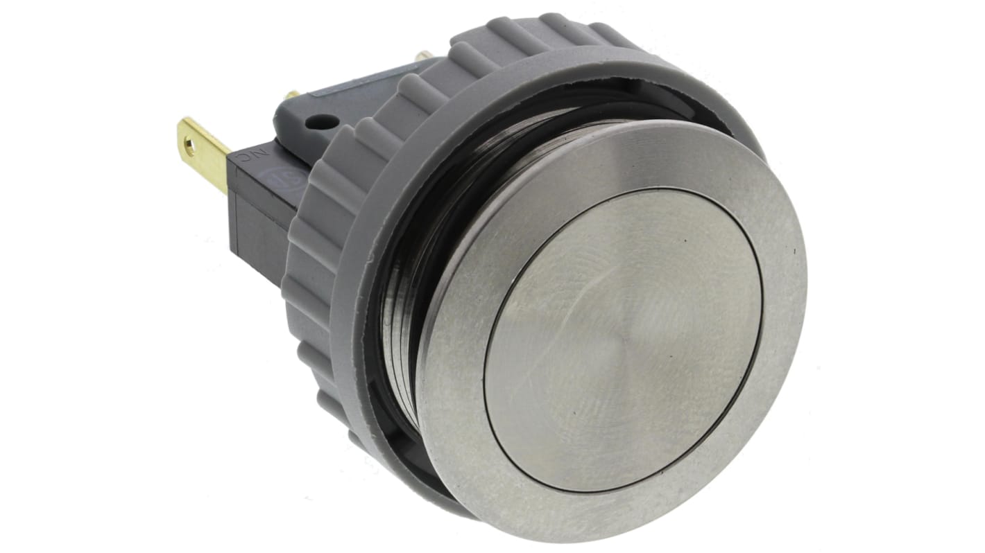 Schurter Push Button Switch, Momentary, Panel Mount, 21.2mm Cutout, SPDT, 250V ac, IP40
