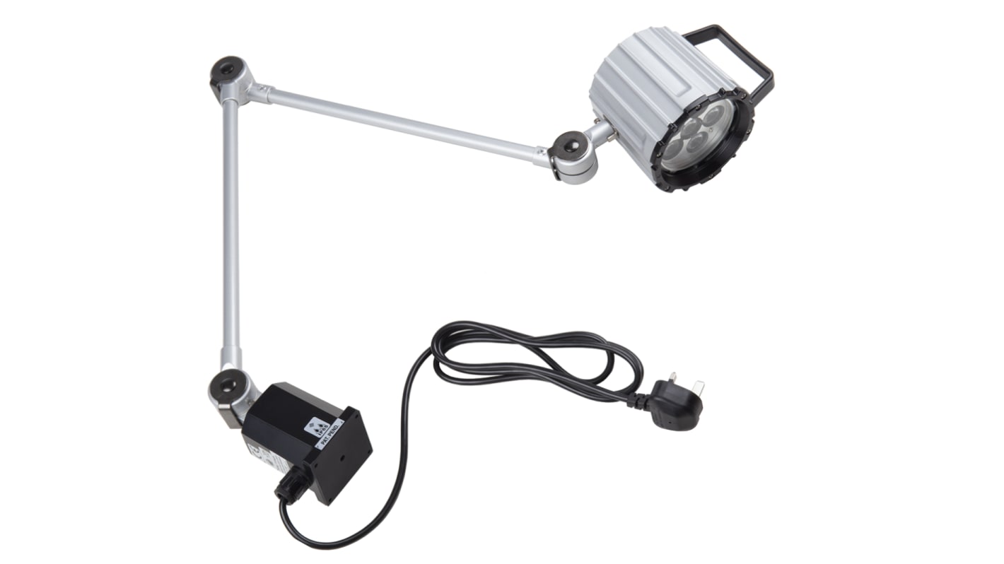 RS PRO Maskinlampe, 100→ 260 V ac, 12W, Lyskilde: Lysdiode, Indstillelig arm, Arm: 800mm, Rækkevidde: 400mm
