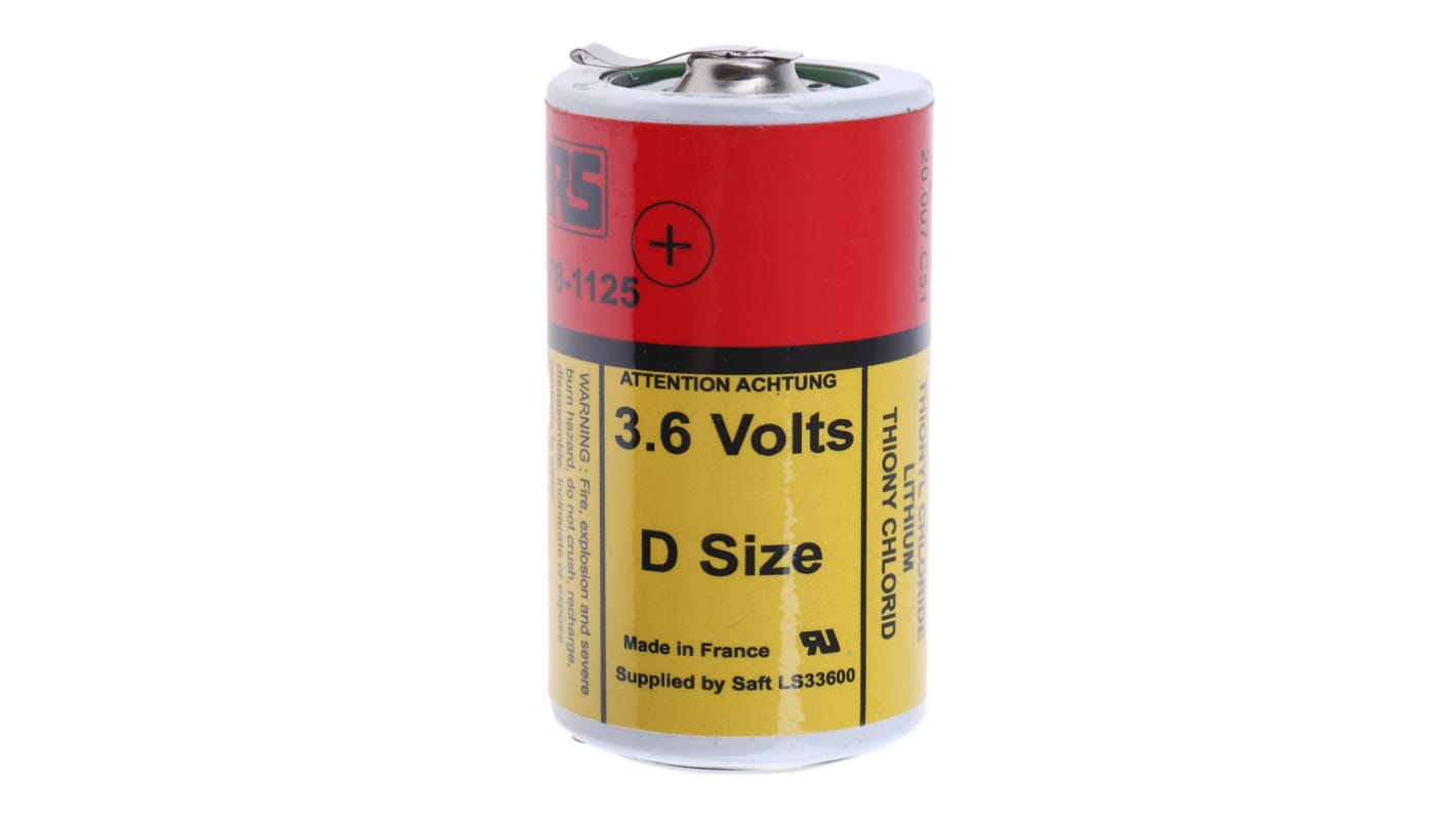 RS PRO 3.6V D batteri Litium-tionylklorid Tags Terminal, 17Ah