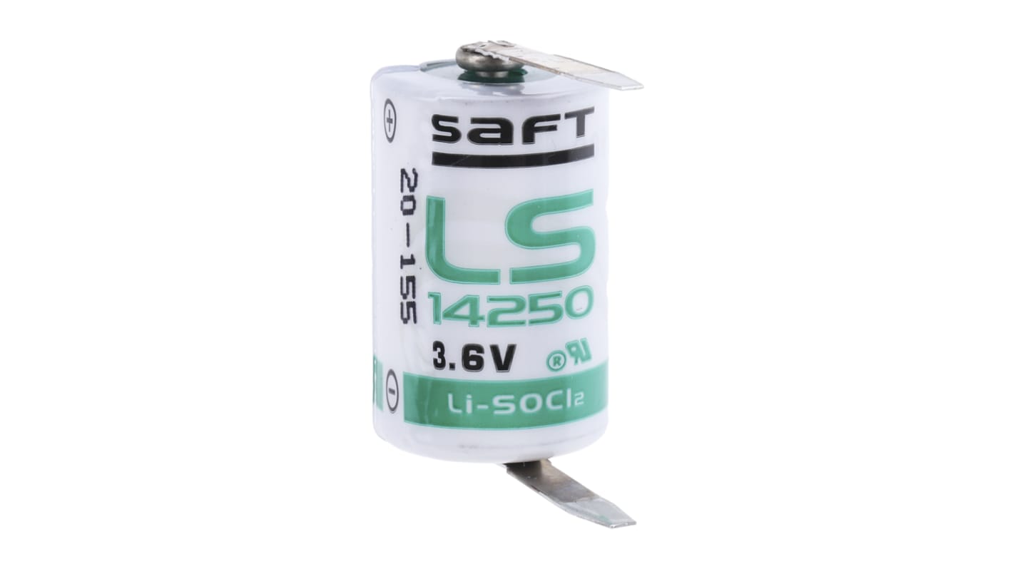 Saft Lithium Thionyl Chloride 3.6V, 1/2 AA Battery