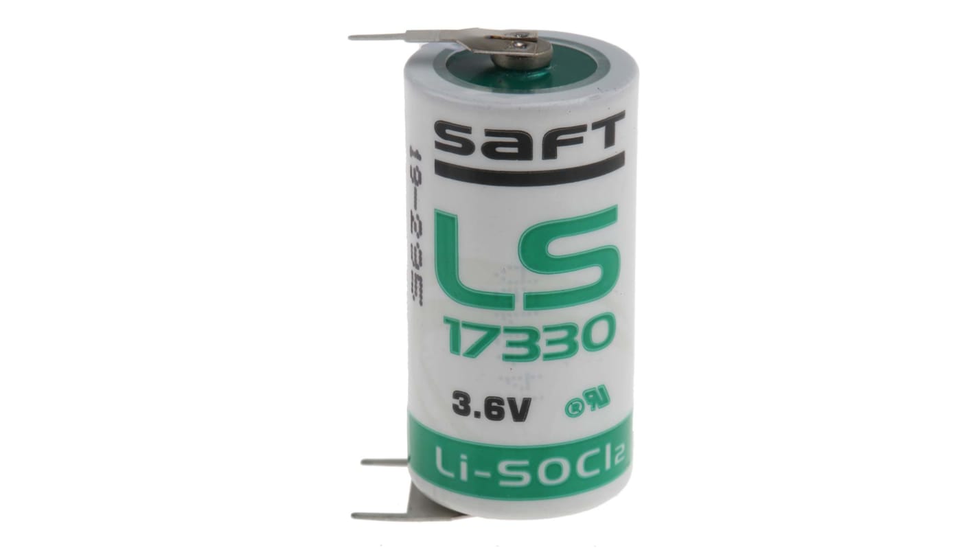 Batteria 2/3 A Saft, Litio cloruro di tionile, 3.6V, 2.1Ah, terminale Pin PCB