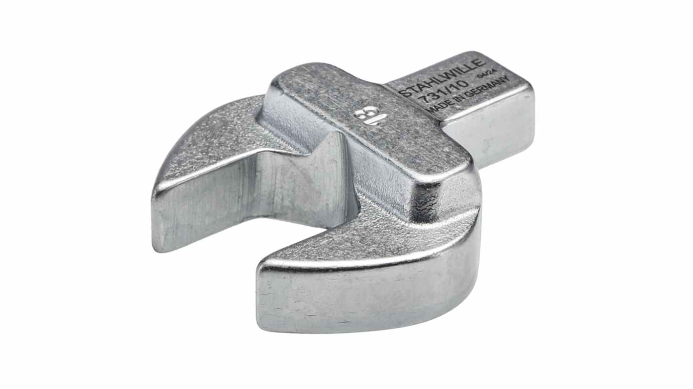 STAHLWILLE 731/10 Series Open Ended Insert Spanner Head, 18.0 mm, 9 x 12mm Insert, Chrome Finish