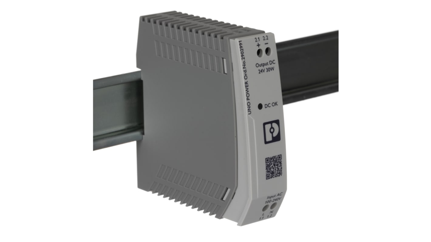 Phoenix Contact UNO POWER Switched Mode DIN Rail Power Supply, 85 → 264V ac ac Input, 24V dc dc Output, 1.25A