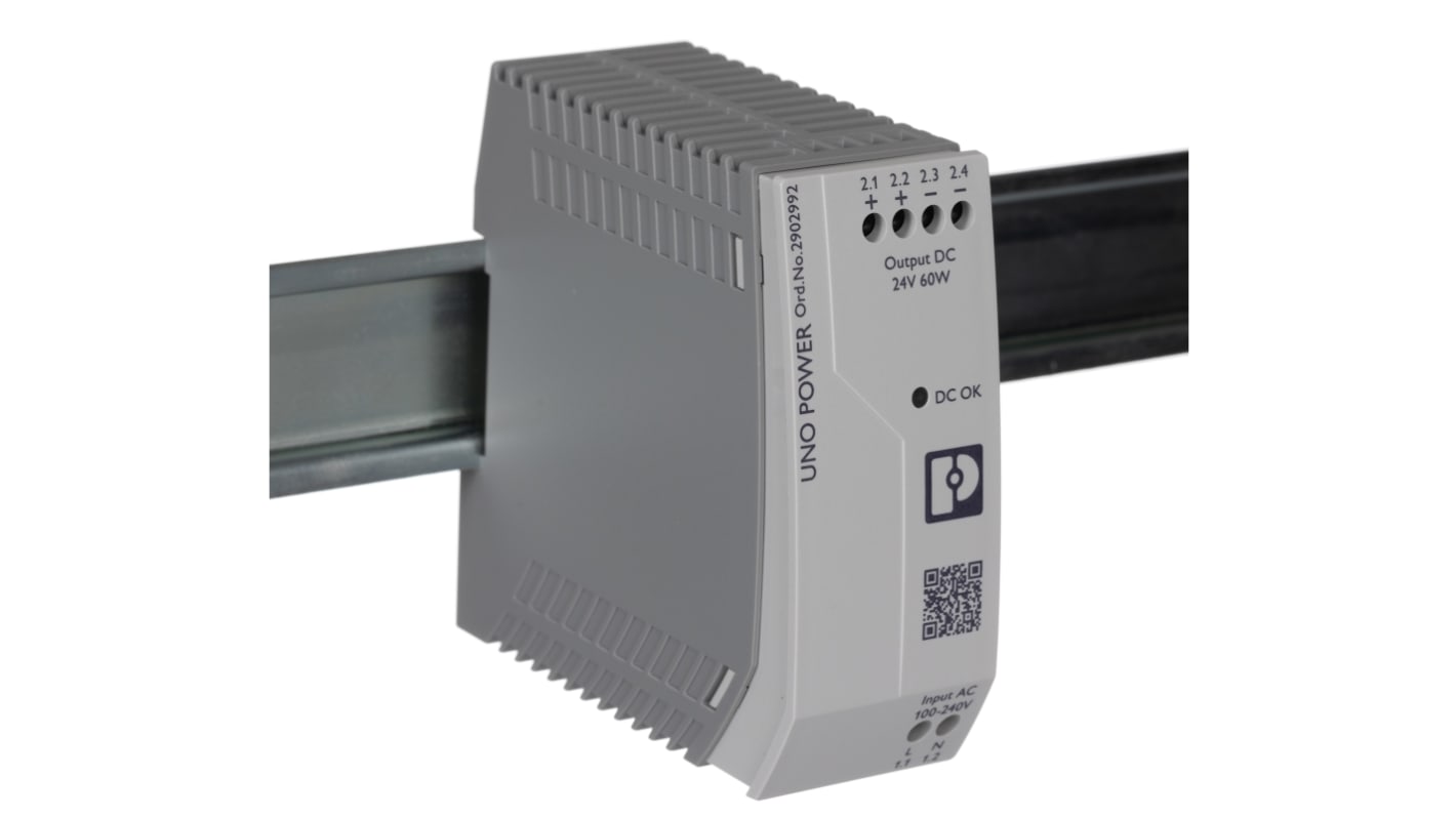 Phoenix Contact UNO-PS/1AC/24DC/ 60W DIN-Schienen Netzteil Getaktet 24V dc / 2.5A 60W 85 → 264V ac