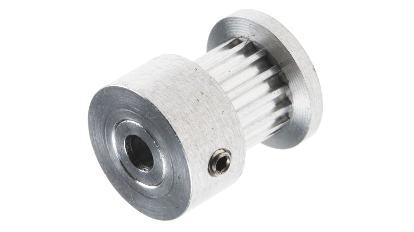 Tandremsskive, Aluminium, forzinket stål, 15 tænder, Afstand: 2mm, passer til 6.4mm rembredde, huldia.: 3mm