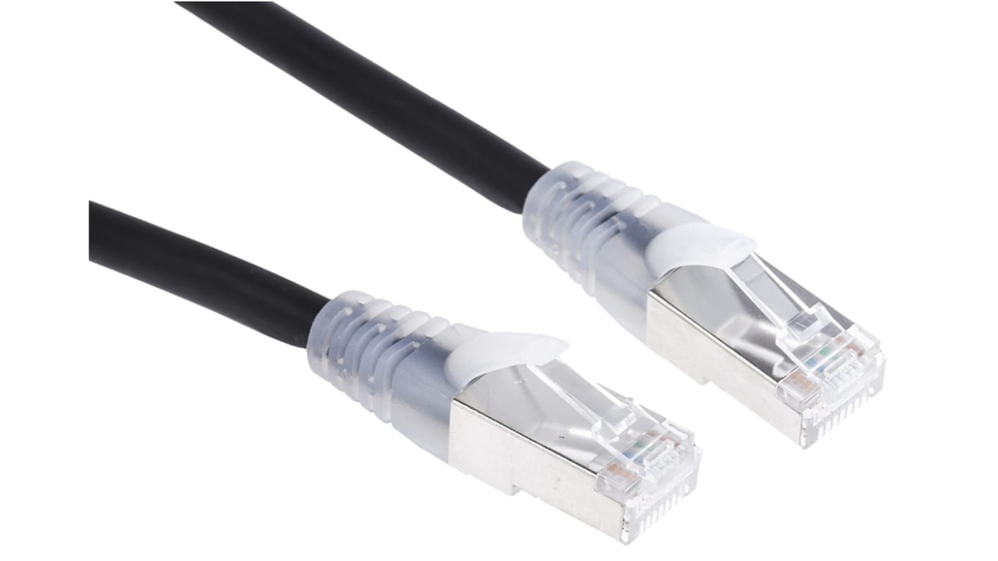 Cable Ethernet Cat6a S/FTP RS PRO de color Negro, long. 0.5m, funda de LSZH