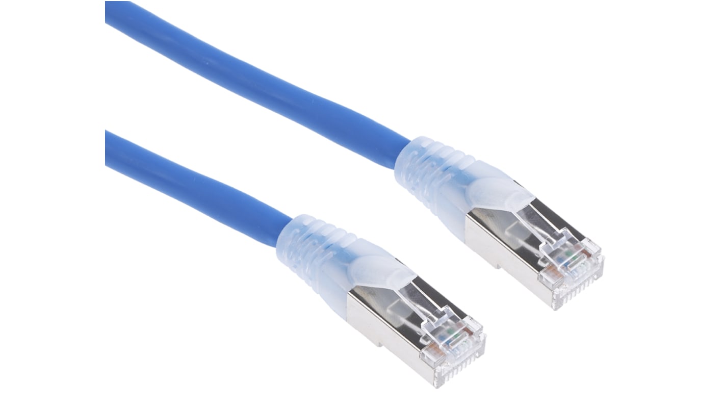 RS PRO, 10m Cat6a, Blue RJ45 to Male RJ45 Male, S/FTPShielded, Terminated LSZH Sheath