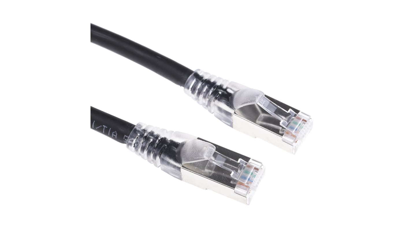 RS PRO, 5m Cat6a, Black RJ45 to Male RJ45 Male, S/FTPShielded, Terminated LSZH Sheath