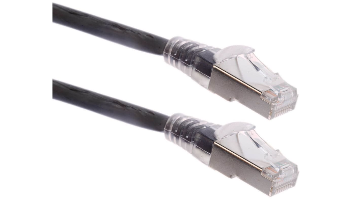 RS PRO, 2m Cat6a, Black RJ45 to Male RJ45 Male, S/FTP Shielded, Terminated LSZH Sheath