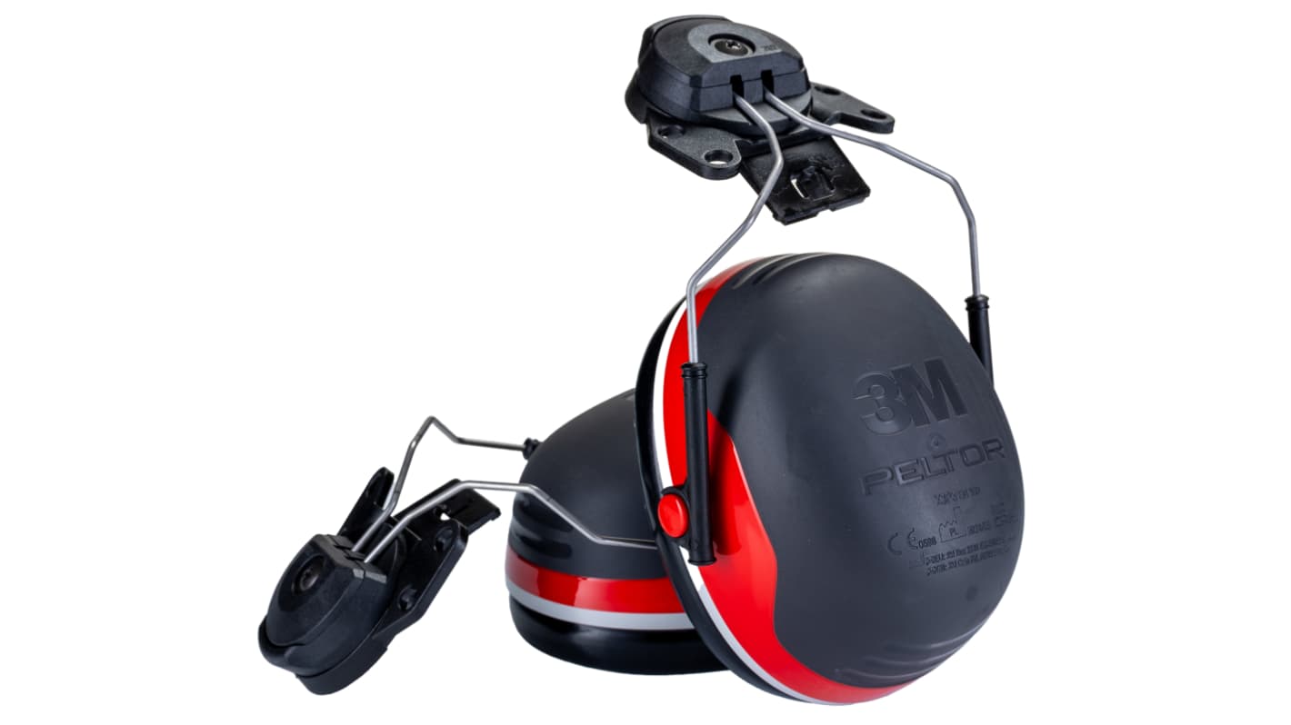 3M PELTOR X3P3 Ear Defender with Helmet Attachment, 32dB, Black, Red