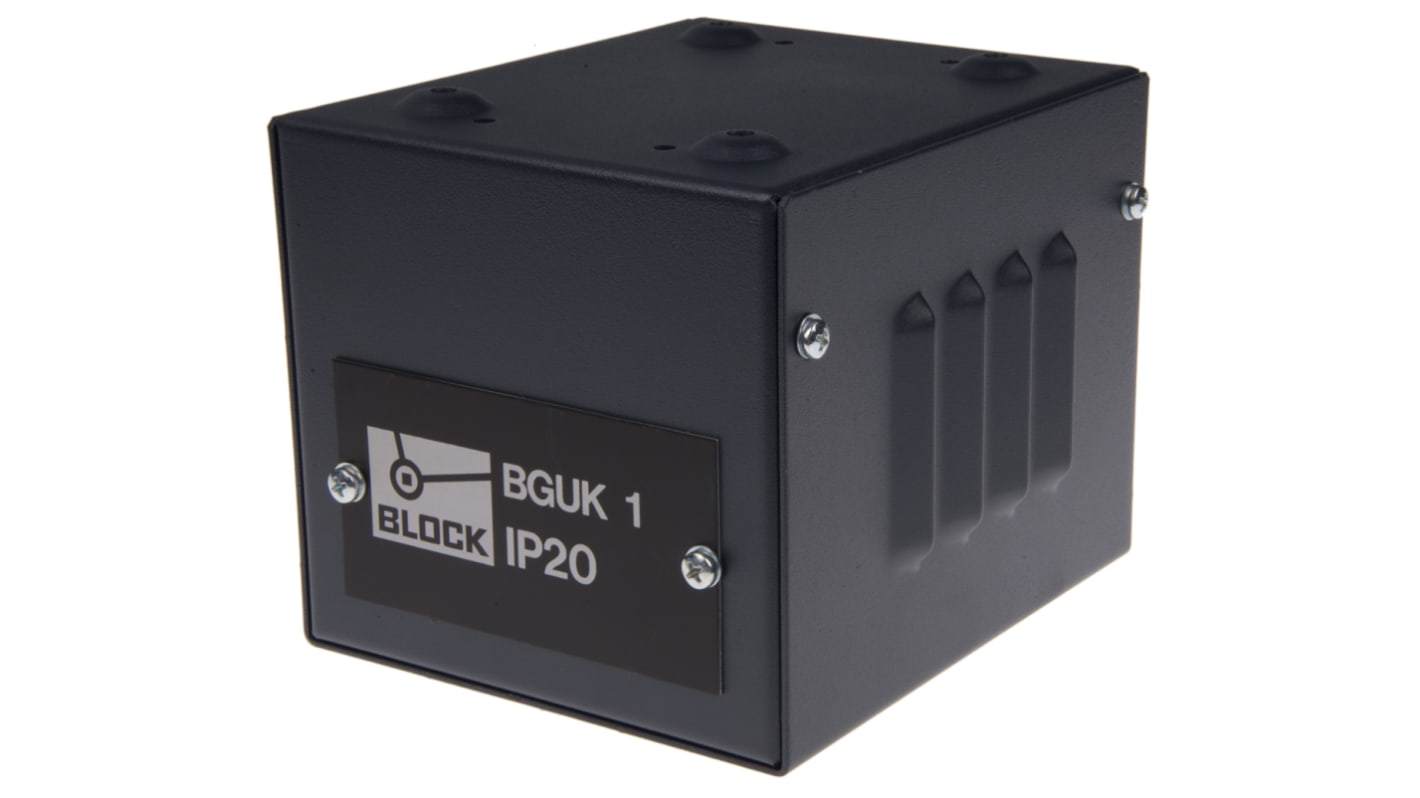 Block Blue Steel Power Supply Case, IP20, 130 x 140 x 170mm