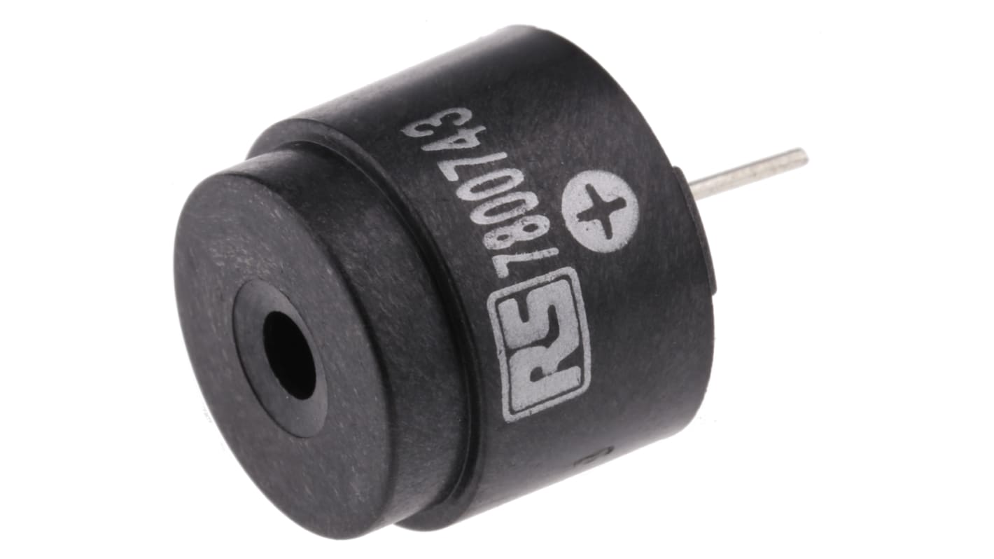 RS PRO 85dB Through Hole Continuous External Piezo Buzzer, 16 x 11.5mm, 9V dc Min, 15V dc Max