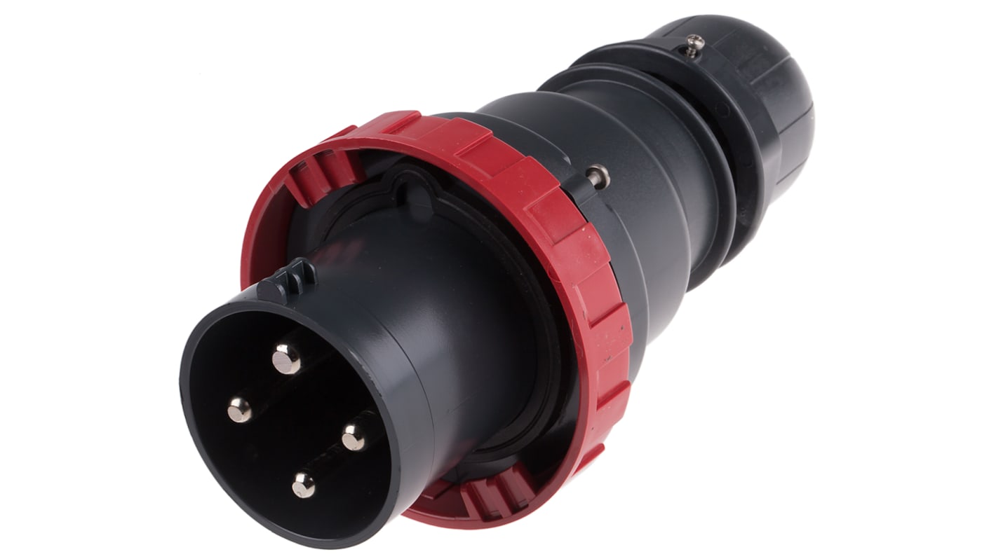 Scame IP66 Red Cable Mount 3P + E Industrial Power Plug, Rated At 63A, 415 V