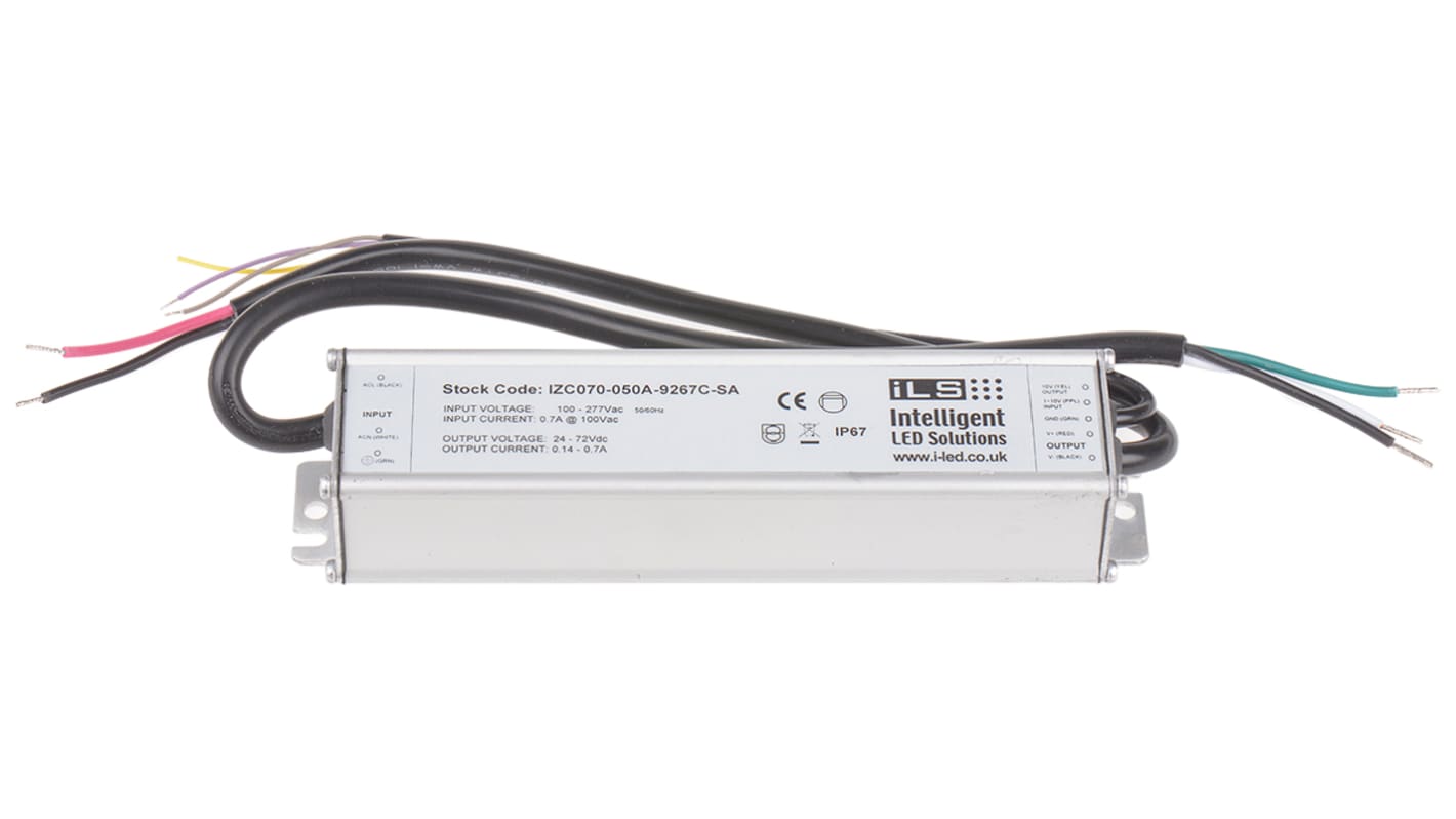 ILS LED Driver, 24 → 72V Output, 50W Output, 700mA Output, Constant Current Dimmable