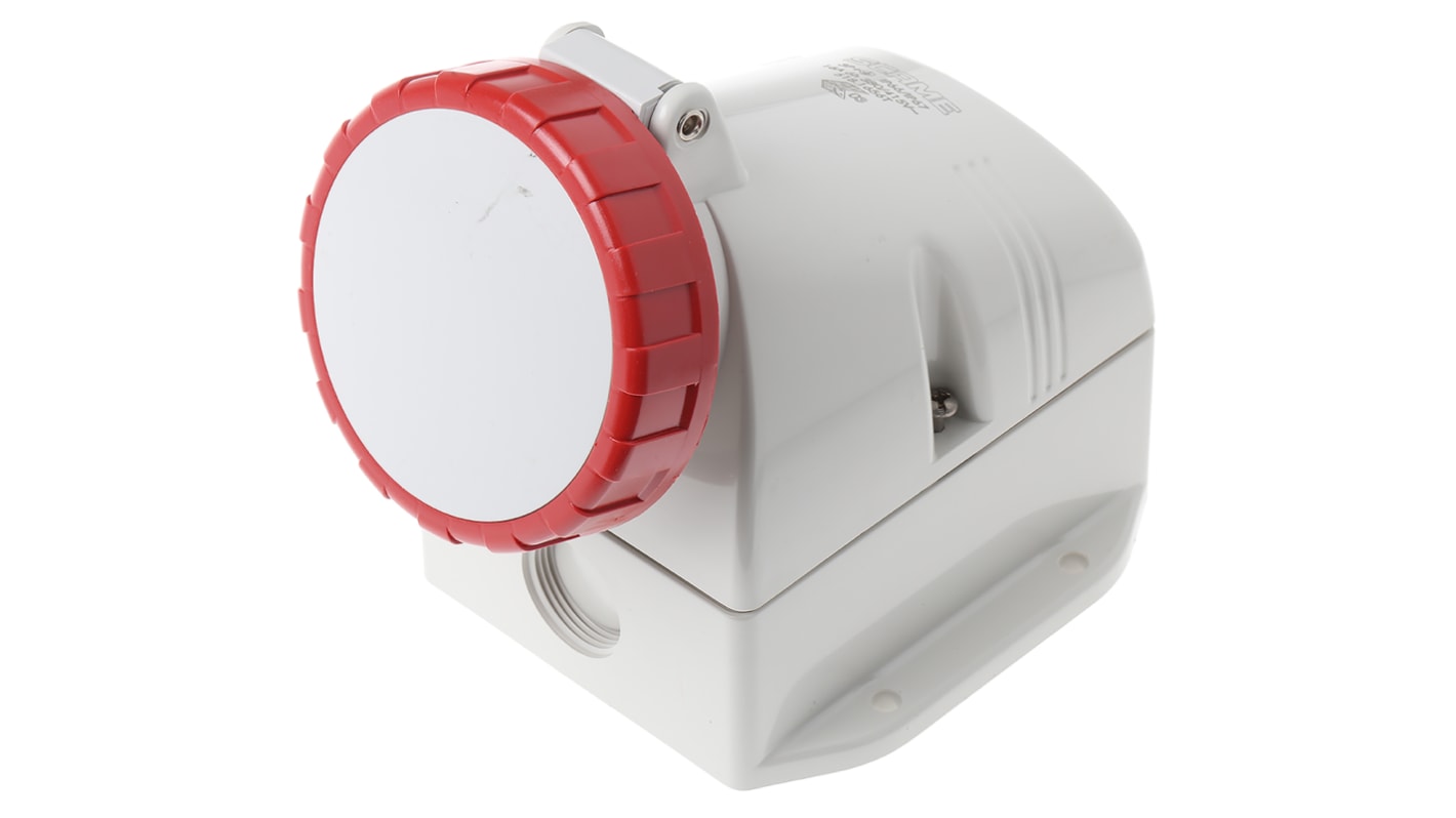 Scame IP66, IP67 Red Wall Mount 3P + E Industrial Power Socket, Rated At 16A, 415 V