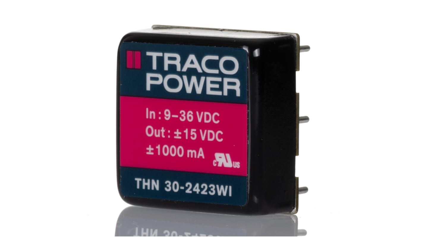 Convertidor dc-dc 30W, Salida ±15V dc, ±1A, 1%