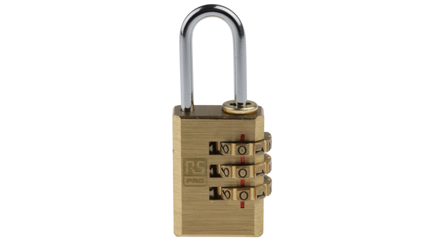 Lucchetto con combinazione RS PRO per uso interno ed esterno, in Ottone, anello da 3mm, L. 22mm, col Ottone