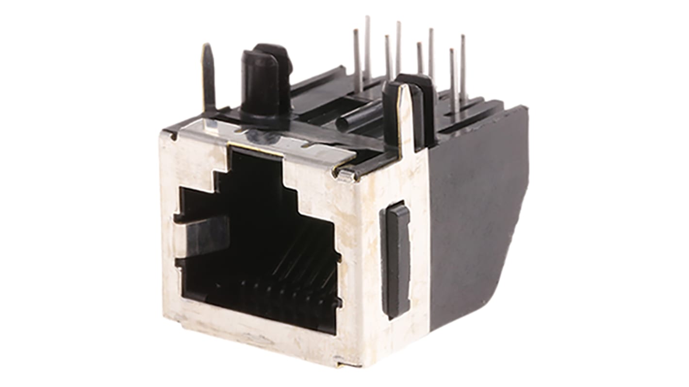 TE Connectivity 5555153 Series Female RJ45 Socket, Through Hole, Cat3 Right Angle 1 Port 8P8C -Way