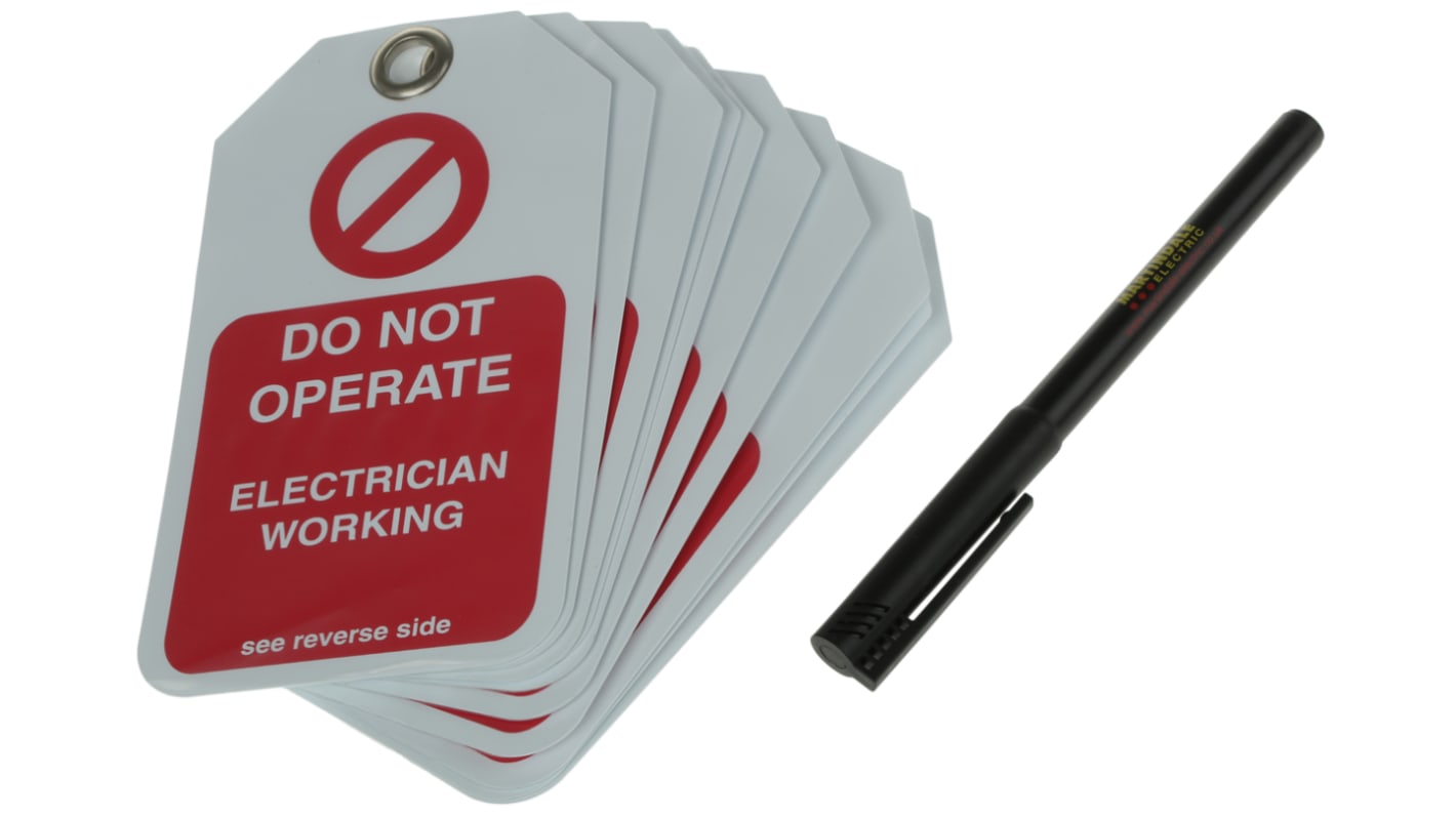 10 x 'Do Not Operate, Electrician Working, Equipment Locked Off' Lockout Tag