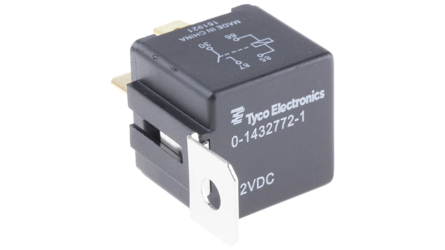 TE Connectivity Panel Mount Automotive Relay, 12V dc Coil Voltage, 30A Switching Current, SPST