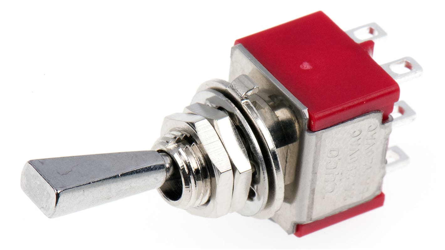 TE Connectivity Toggle Switch, Panel Mount, On-On, DPDT, Solder Terminal, 120V ac/dc