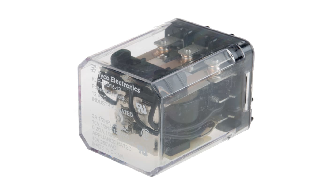 TE Connectivity Plug In Power Relay, 12V dc Coil, 10A Switching Current, 3PDT