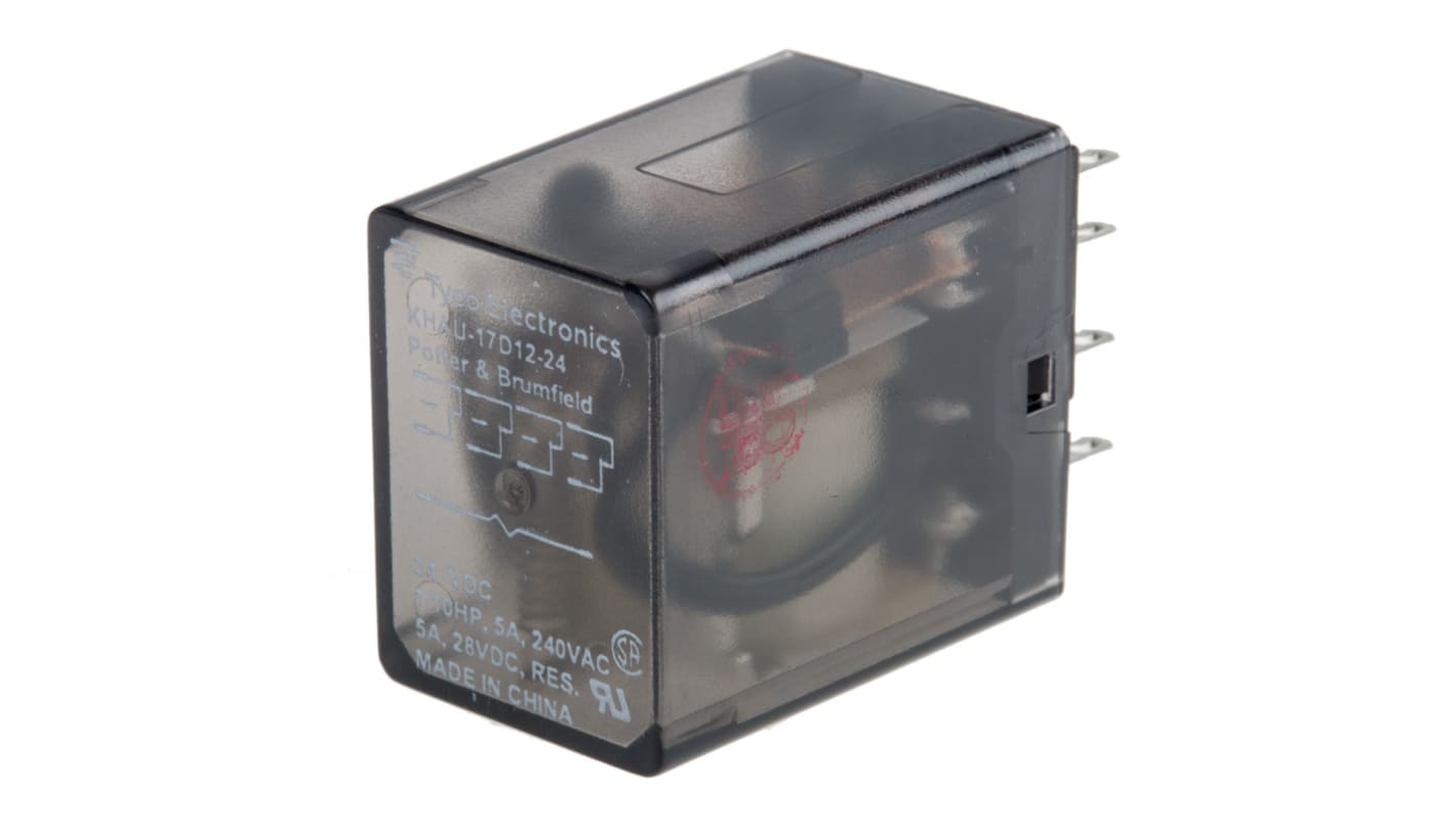 TE Connectivity KHA 24V dc Spule 4-poliger Wechsler Steckrelais 5A 650Ω Monostabiles Relais