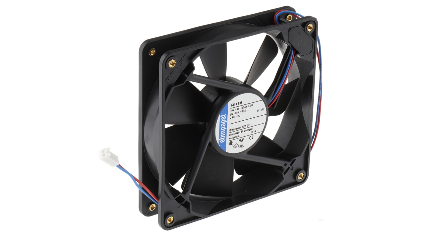 ebm-papst 4400 F Series Axial Fan, 24 V dc, DC Operation, 140m³/h, 3.2W, 119 x 119 x 25mm